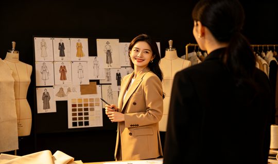 服装培训老师在设计教室带学员实操设计